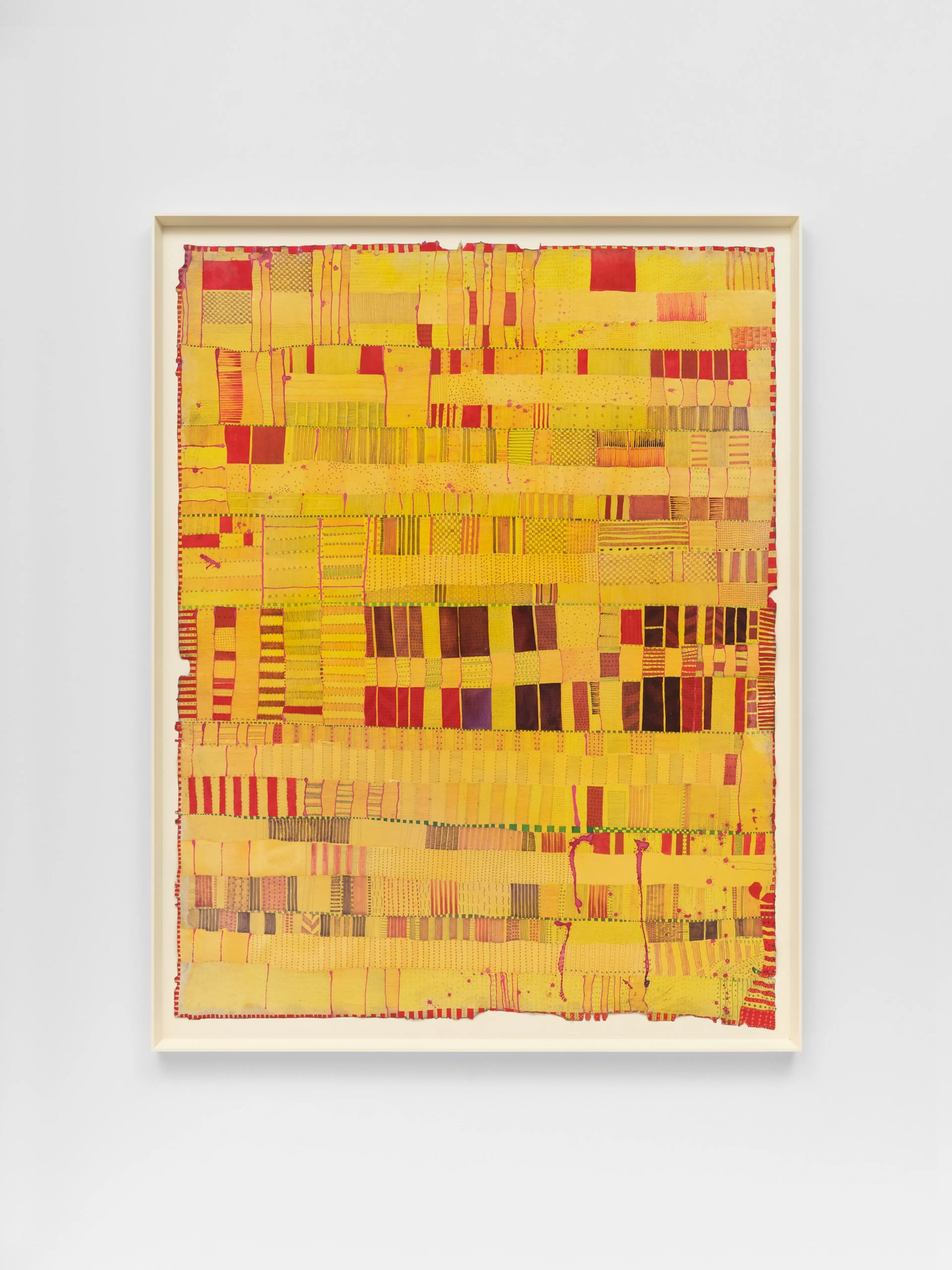 Yellow, purple and red lines by Huguette Caland