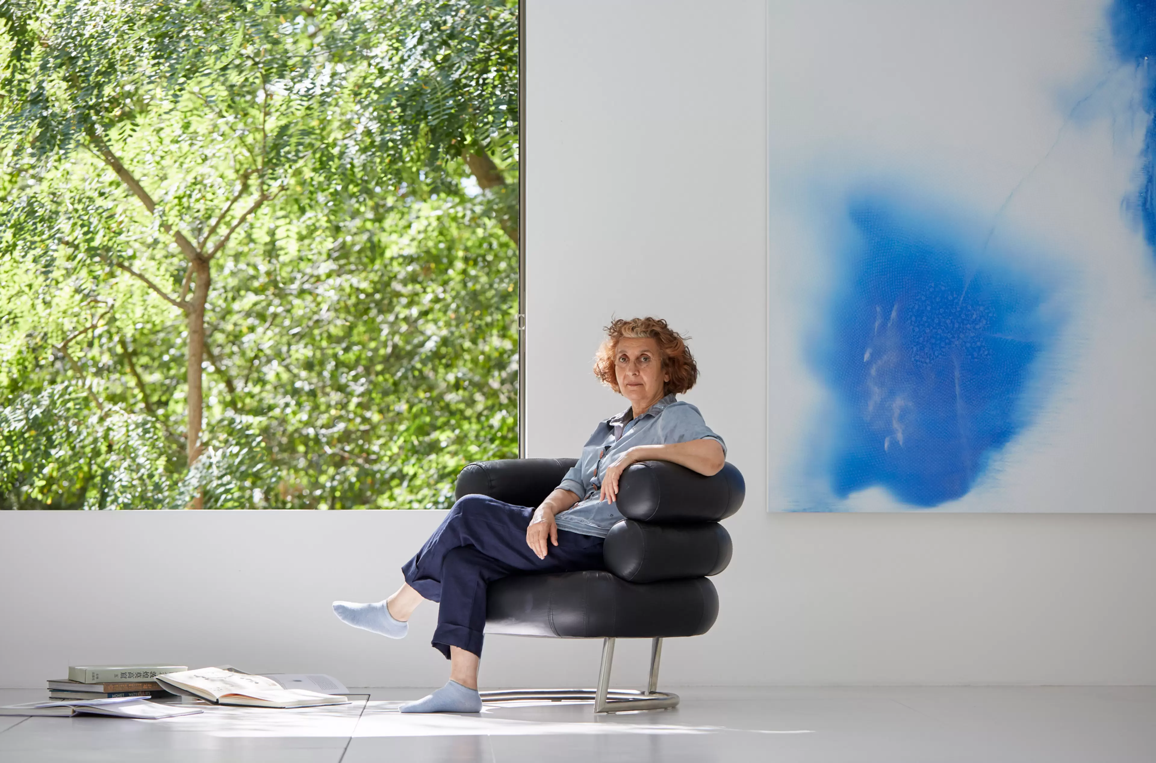 Portrait of Shirazeh Houshiary in her studio
