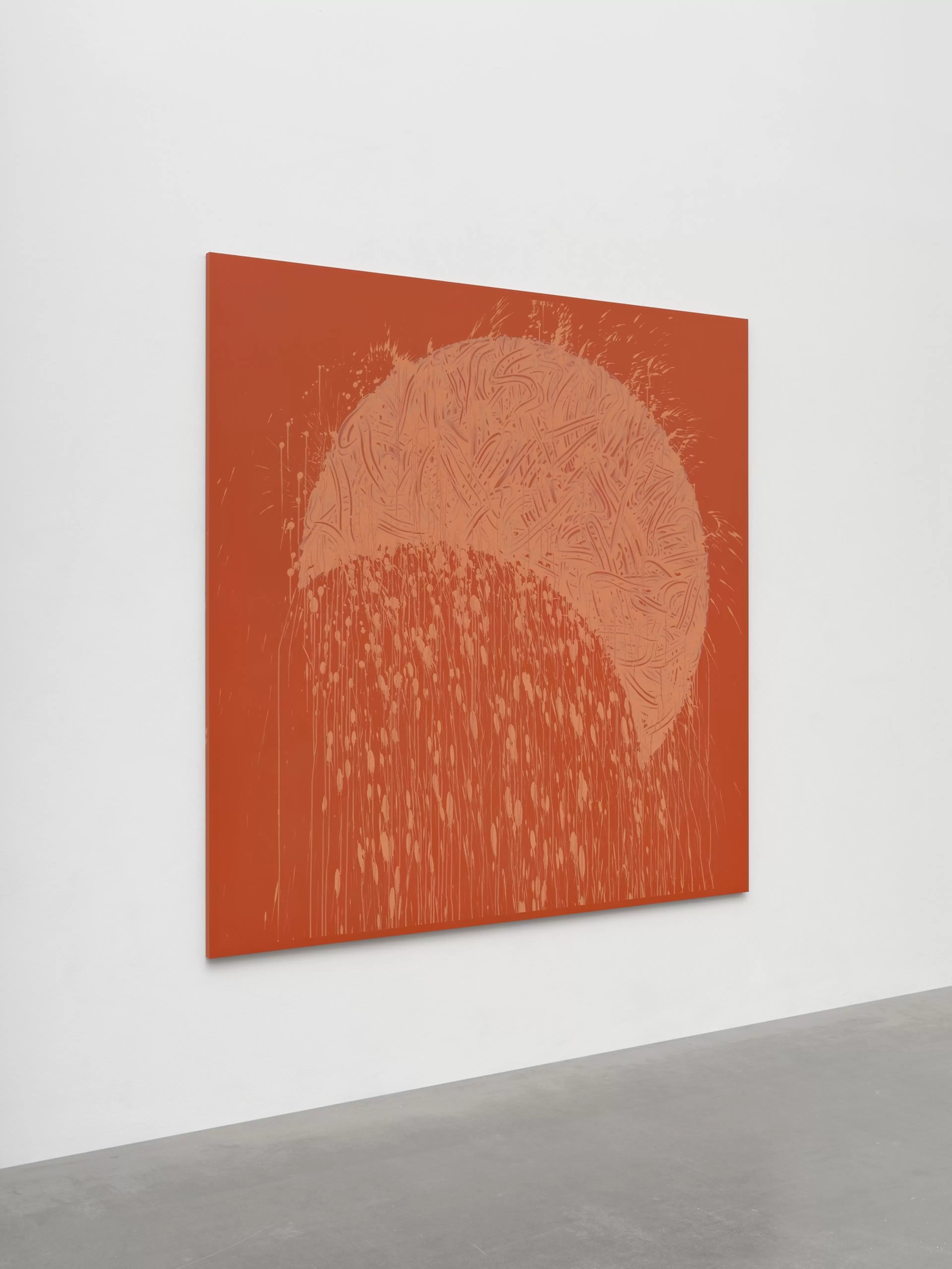 Richard Long, Untitled (2026), square clay-on-aluminium work with an earthy, textured surface, displayed against a white gallery wall.