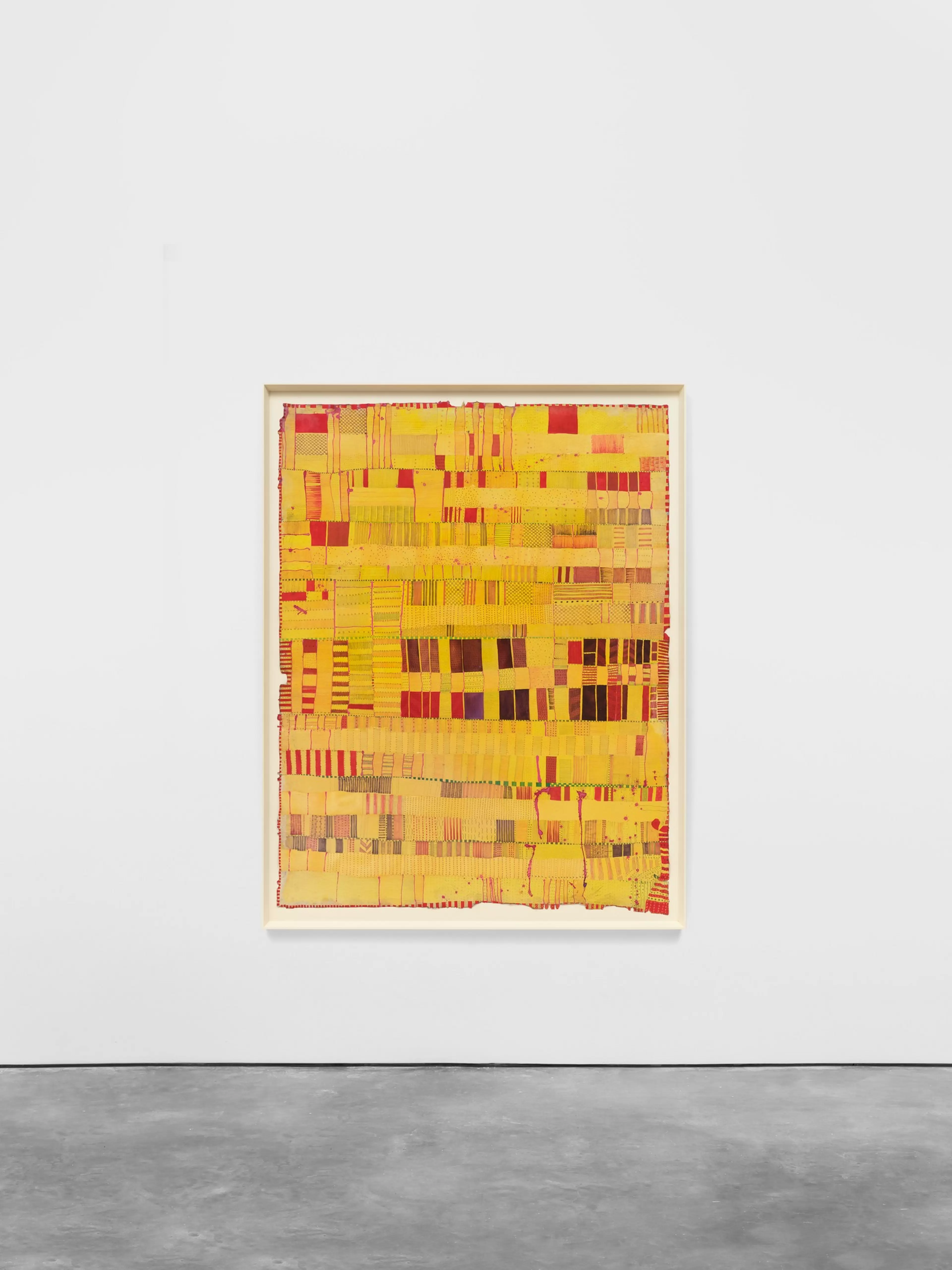 Yellow, purple and red lines by Huguette Caland