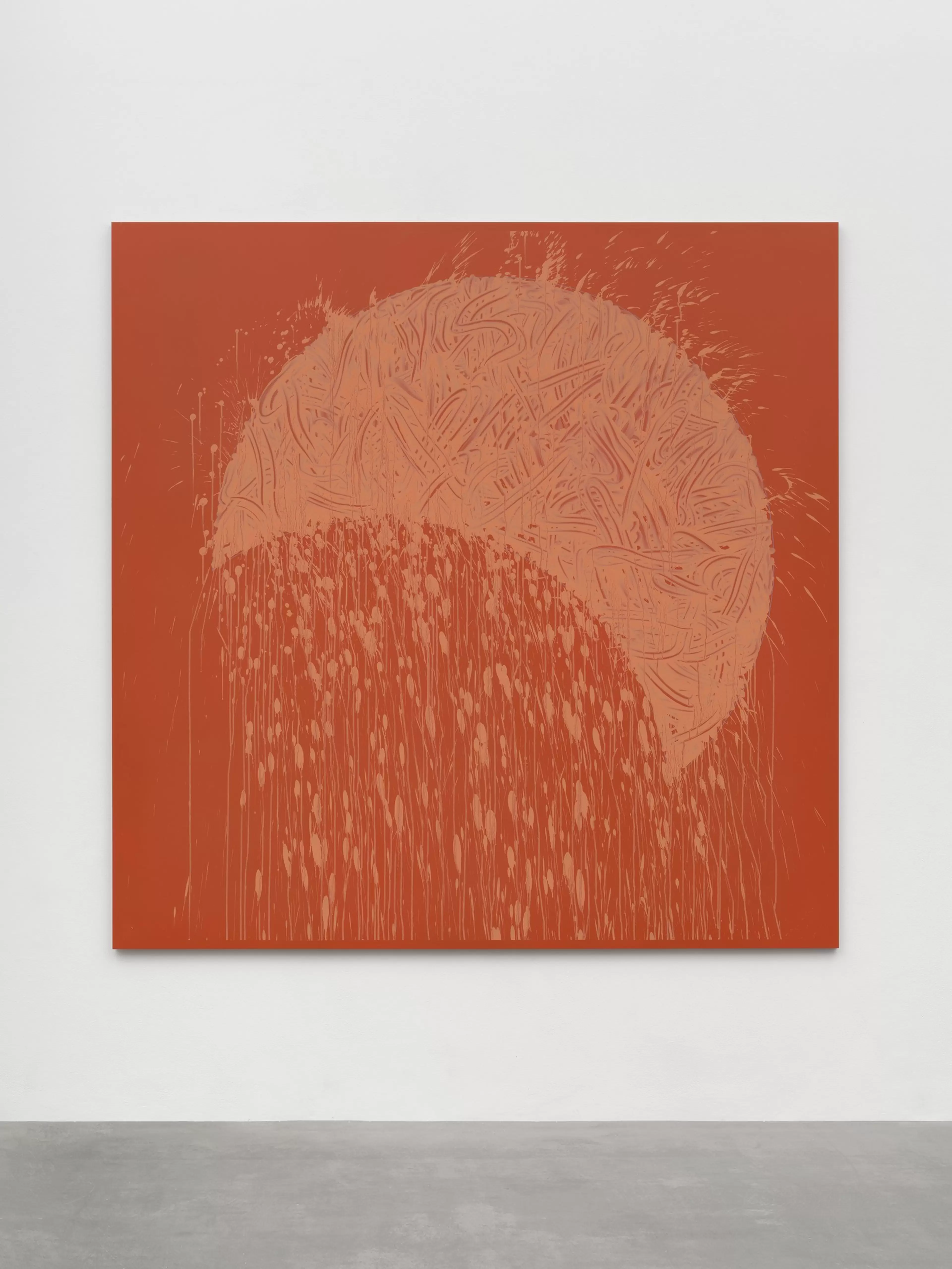 Richard Long, Untitled (2026), square clay-on-aluminium work with an earthy, textured surface, displayed against a white gallery wall.