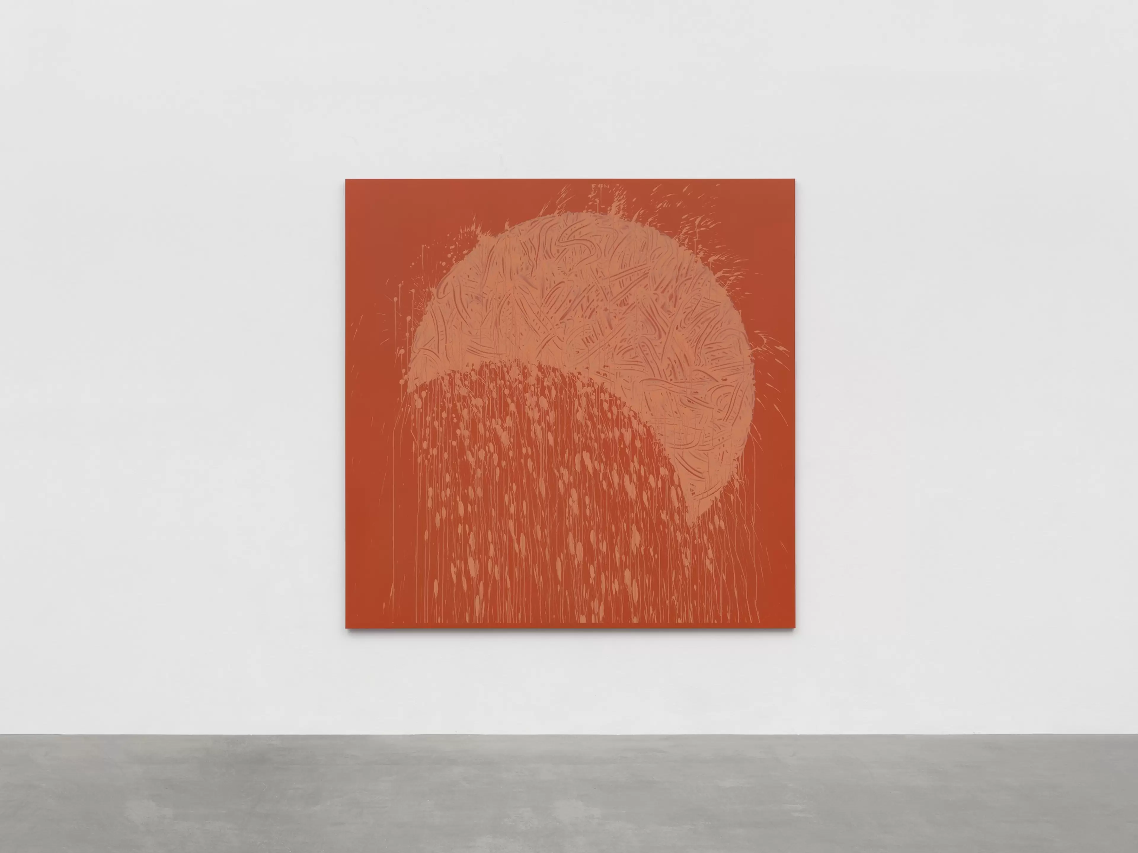 Richard Long, Untitled (2026), square clay-on-aluminium work with an earthy, textured surface, displayed against a white gallery wall.