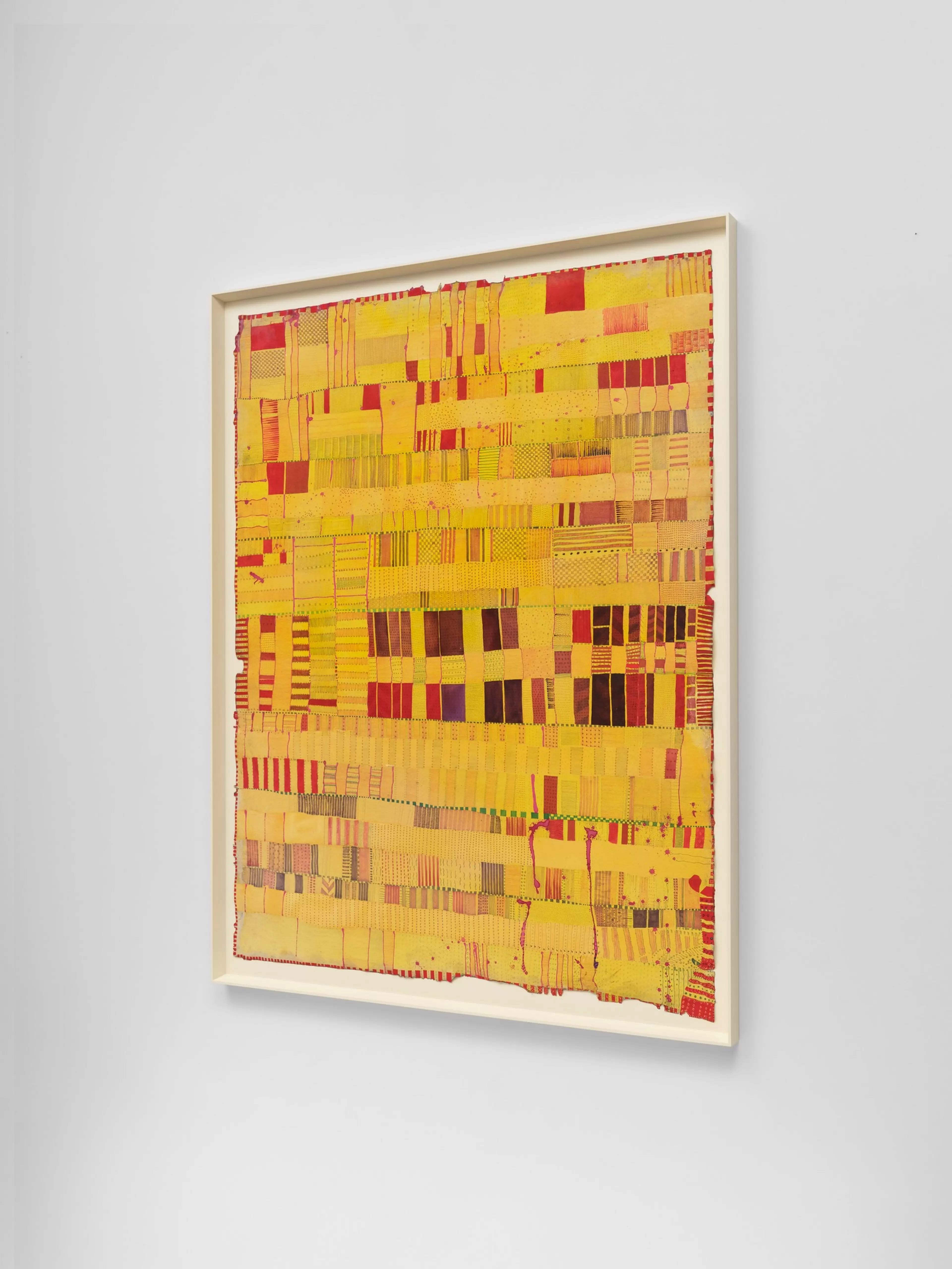 Yellow, purple and red lines by Huguette Caland