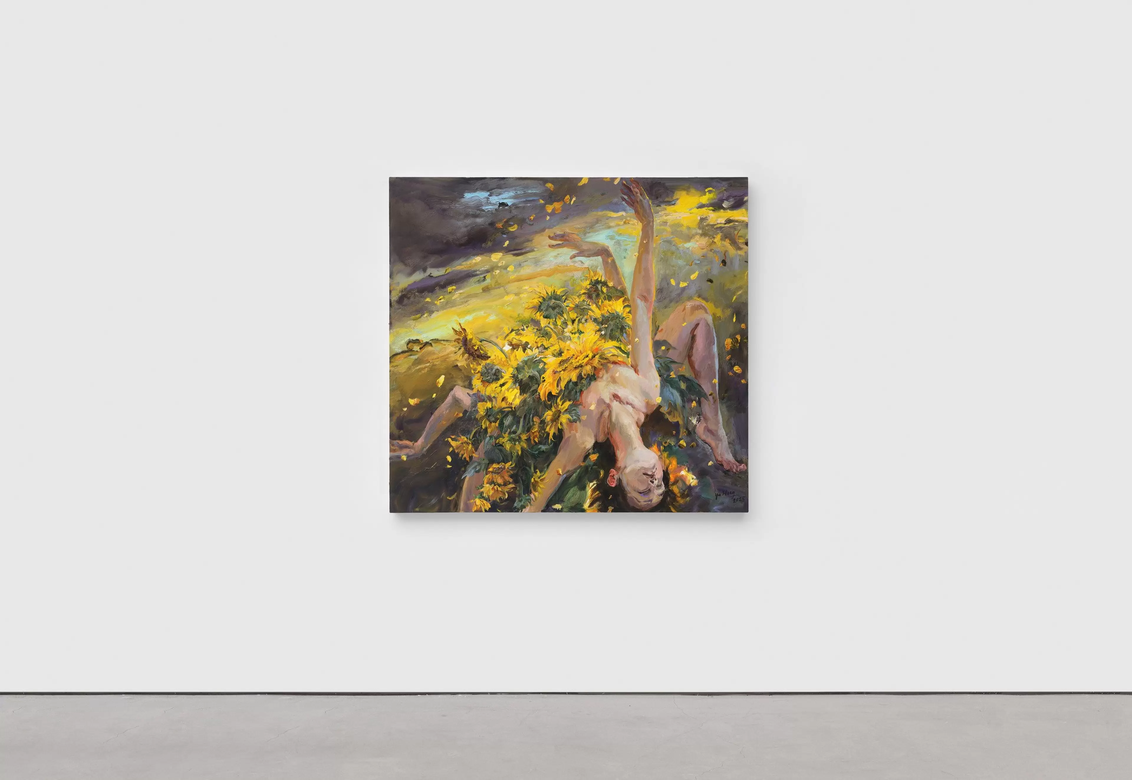 Yu Hong, Unbound, 2025. Acrylic on canvas, photographed against a white wall.