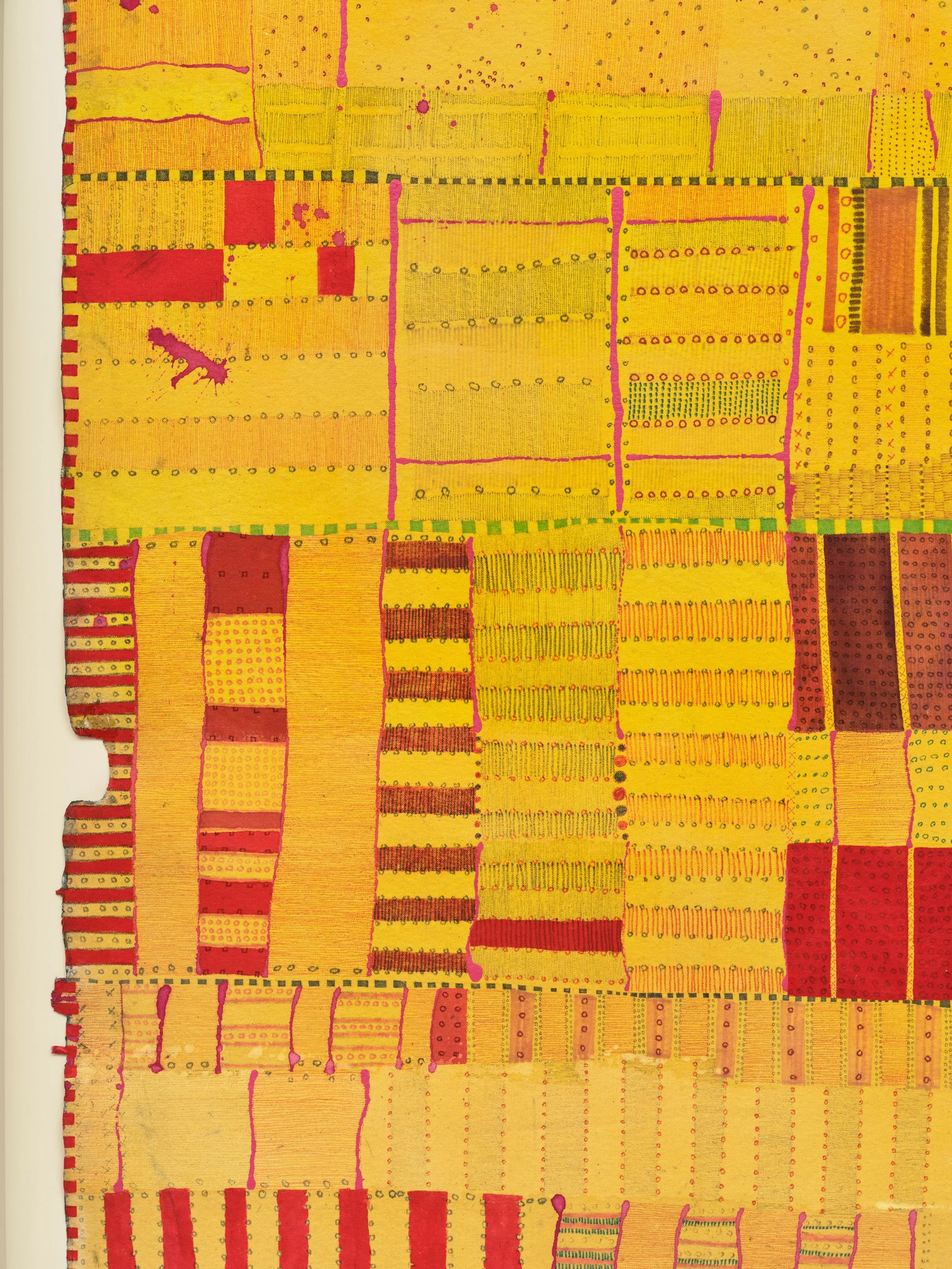 Yellow, purple and red lines by Huguette Caland