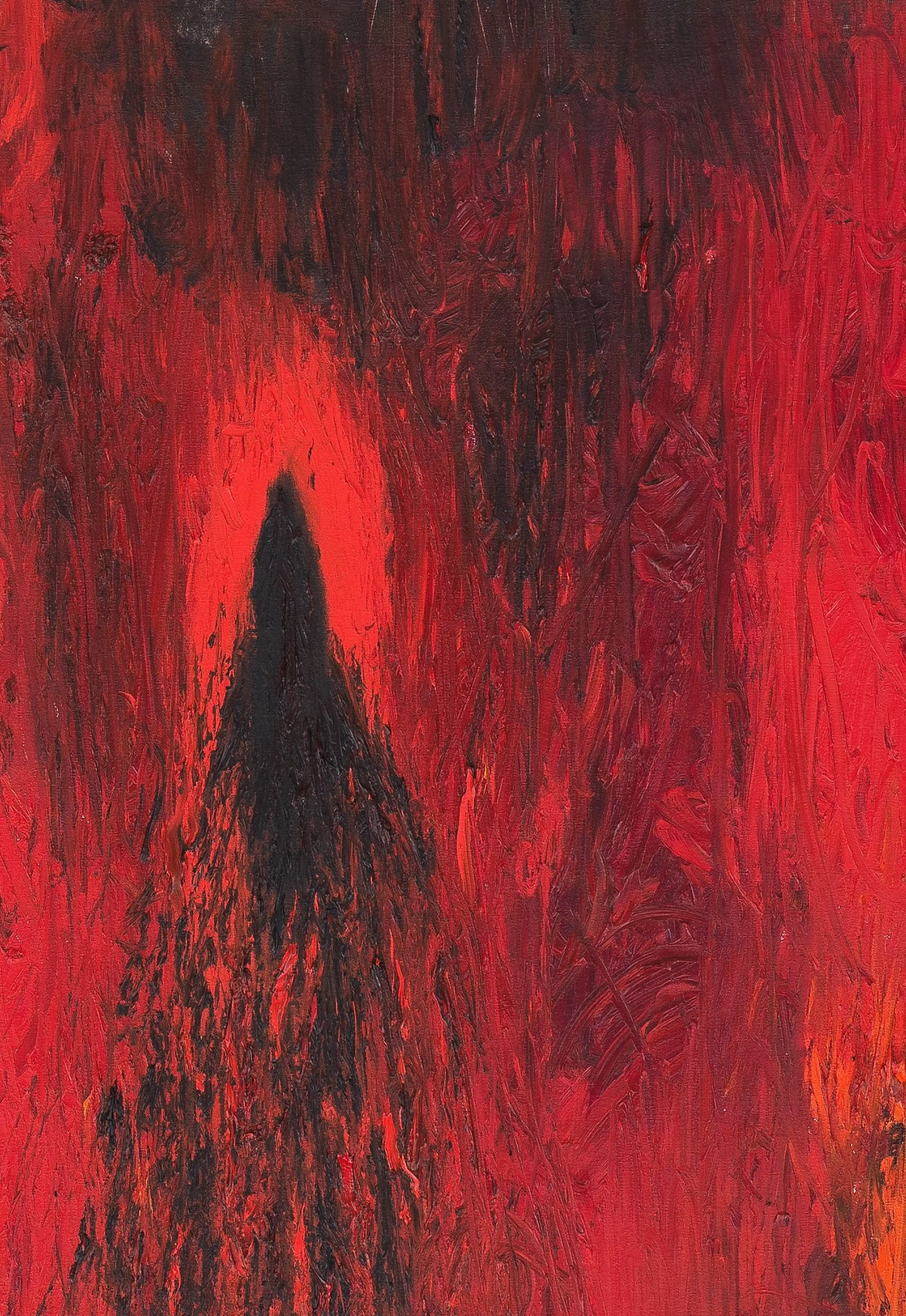Anish Kapoor, Untitled (2018), oil on canvas. Painting photographed against a white wall.